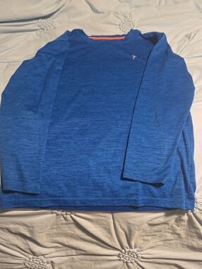 Old Navy Blue Long Sleeve Shirt with Orange Accent